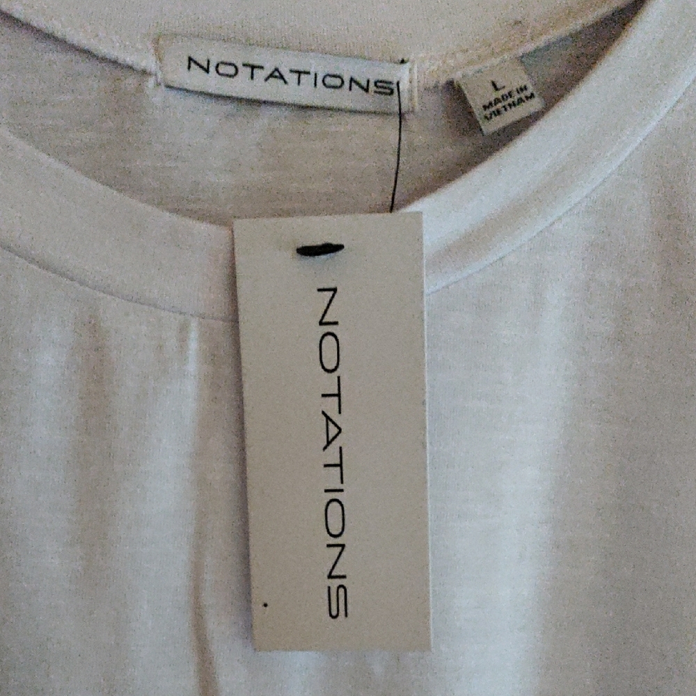 Notations Classic White Tee With Eyelet Sleeves - Picture 3 of 8